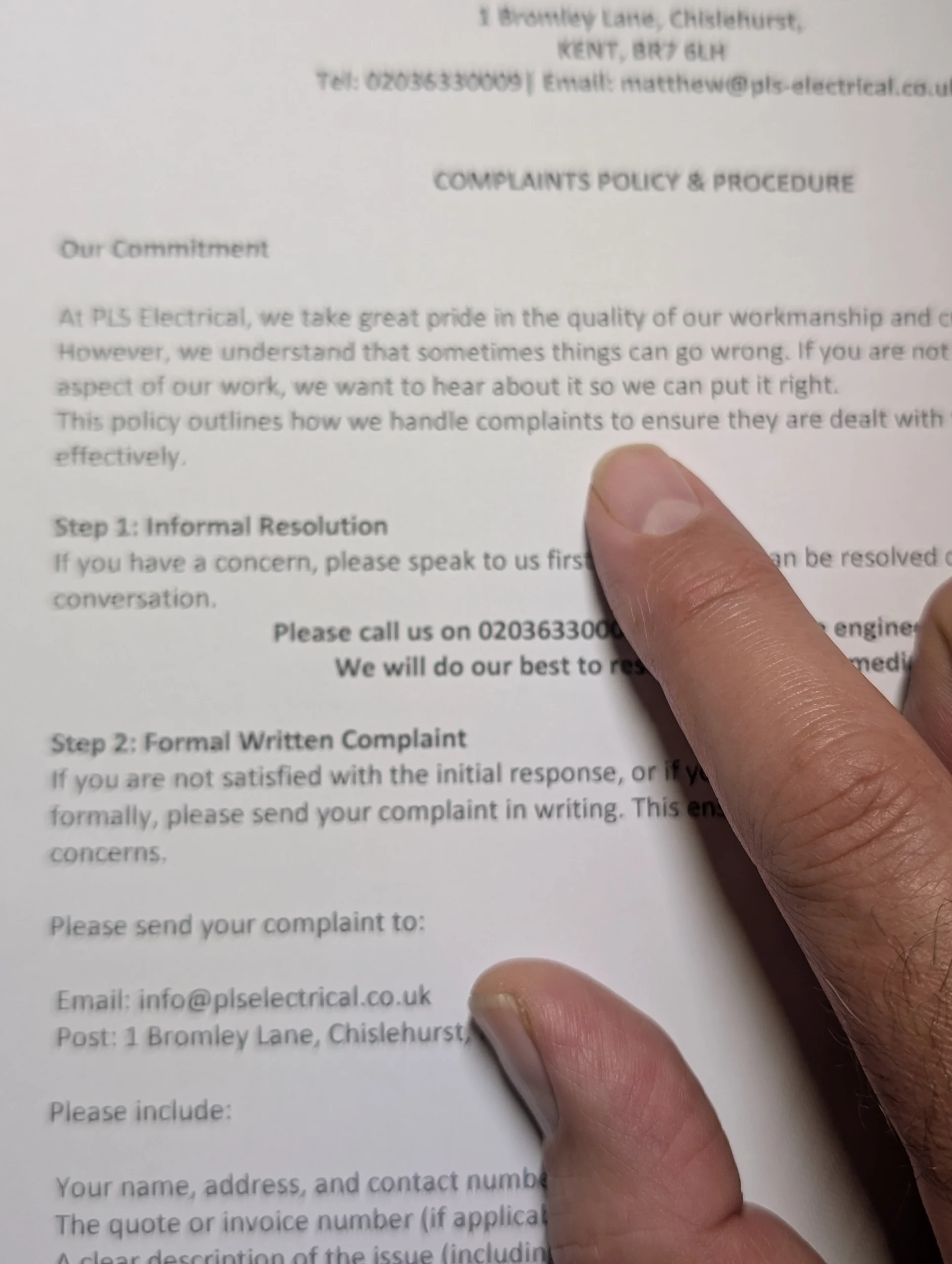 complaints policy