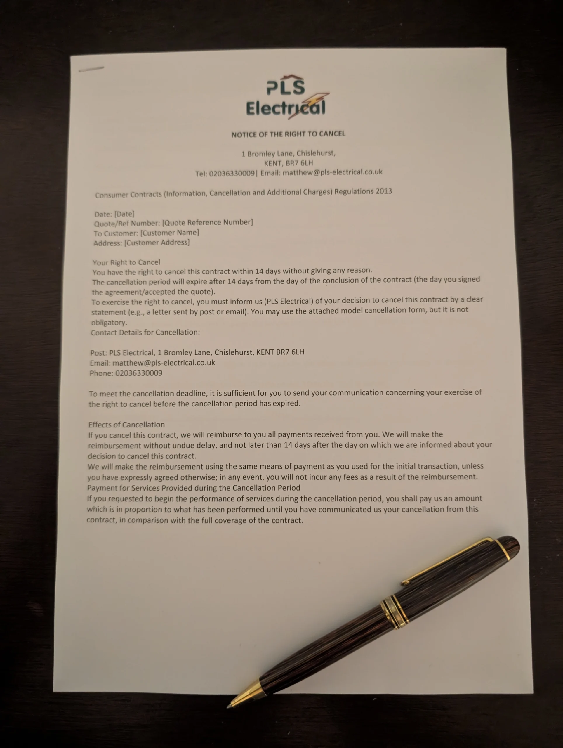 notice of right to cancel